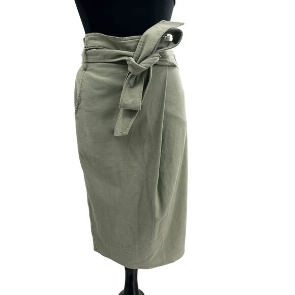 Anthropologie Moon‎ River Sage Cotton Blend Belted Midi Skirt XS  NWT Coquette - Picture 1 of 5